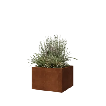 Cortenstahl Pflanzkübel - Viereckig - 60 x 60 x 40 cm - Mit Bodenplatte