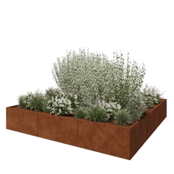 Cortenstahl Hochbeet XXL - Viereckig - 300 x 300 x 50 cm - Ohne Bodenplatte