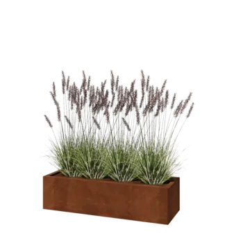 Cortenstahl Pflanzkübel - Rechteckig - 120 x 40 x 30 cm - Mit Bodenplatte