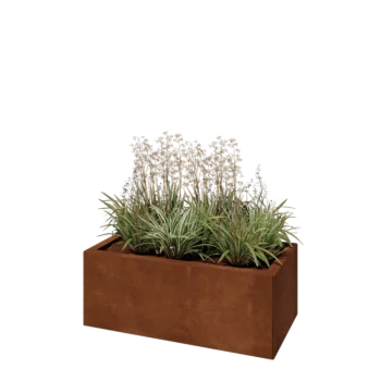 Cortenstahl Pflanzkübel - Rechteckig - 80 x 40 x 30 cm - Mit Bodenplatte