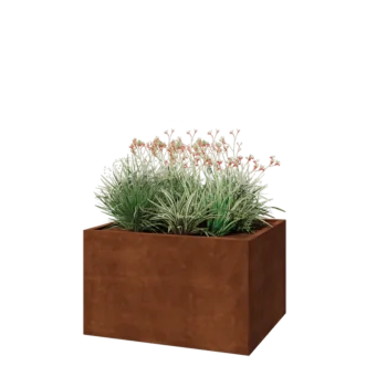 Cortenstahl Pflanzkübel - Rechteckig - 100 x 80 x 60 cm - Mit Bodenplatte