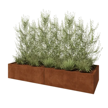 Cortenstahl Hochbeet XXL - Rechteckig - 240 x 80 x 40 cm - Mit Bodenplatte