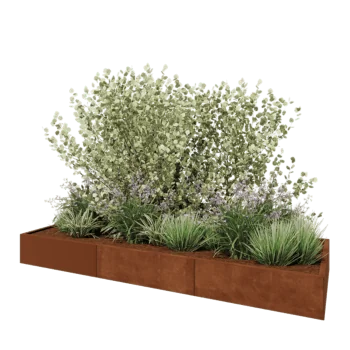 Cortenstahl Hochbeet XXL - Rechteckig - 300 x 100 x 30 cm - Mit Bodenplatte