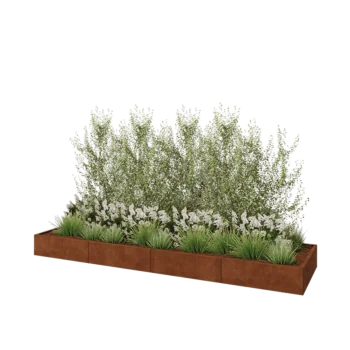 Cortenstahl Hochbeet XXL - Rechteckig - 400 x 100 x 30 cm - Ohne Bodenplatte