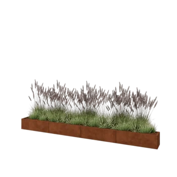 Cortenstahl Hochbeet XXL - Rechteckig - 400 x 30 x 30 cm - Mit Bodenplatte