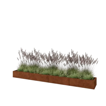 Cortenstahl Hochbeet XXL - Rechteckig - 400 x 50 x 30 cm - Mit Bodenplatte