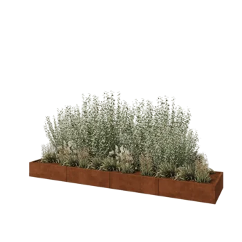 Cortenstahl Hochbeet XXL - Rechteckig - 400 x 80 x 30 cm - Mit Bodenplatte