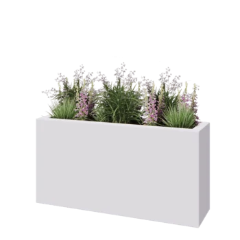 Fiberglas Pflanzkübel - Rechteck - 120 x 30 x 60 cm - RAL9010 matte (Weiß) - Mit Boden