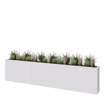 Hochbeet XXL aus Stahl - Rechteckig - 360 x 30 x 80 cm - RAL9010 matte (weiß) - Mit Bodenplatte