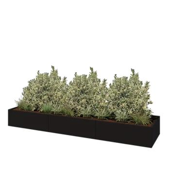 Hochbeet XXL aus Stahl - Rechteckig - 360 x 80 x 40 cm - RAL9005 matte (schwarz) - Mit Bodenplatte