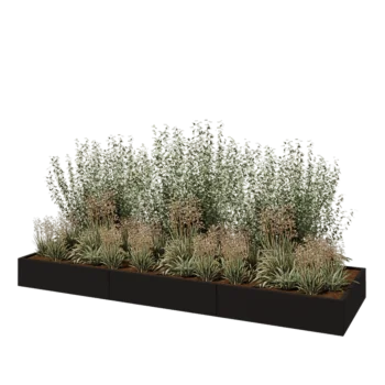 Hochbeet XXL aus Stahl - Rechteckig - 360 x 100 x 30 cm - RAL9005 matte (schwarz) - Mit Bodenplatte