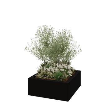 Fiberglas Pflanzkübel - Viereck - 100 x 100 x 40 cm - RAL9005 matte (Schwarz) - Mit Boden