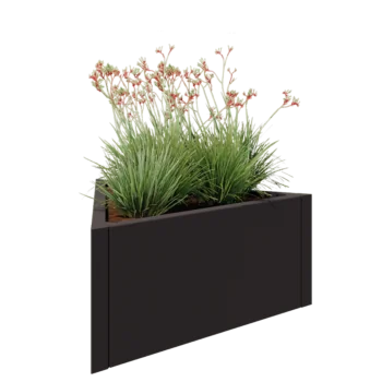 Pflanzkübel aus Stahl - Dreieckig gleichseitig - 90,6 x 78,3 x 40 cm - RAL7016 matte (anthrazitgrau) - Ohne Bodenplatte