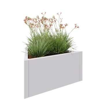 Pflanzkübel aus Stahl - Dreieckig gleichseitig - 90,6 x 78,3 x 40 cm - RAL9010 matte (weiß) - Ohne Bodenplatte