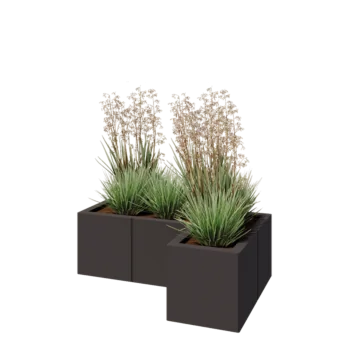 Pflanzkübel aus Stahl - L-Form - 90 x 60 x 30 cm - Andere RAL farbe - Mit Bodenplatte