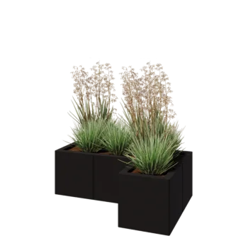 Pflanzkübel aus Stahl - L-Form - 90 x 60 x 30 cm - RAL9005 matte (schwarz) - Ohne Bodenplatte