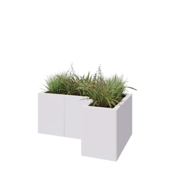 Pflanzkübel aus Stahl - L-Form - 90 x 60 x 40 cm - RAL9010 matte (weiß) - Mit Bodenplatte