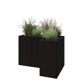 Pflanzkübel aus Stahl - L-Form - 90 x 60 x 60 cm - RAL9005 matte (schwarz) - Ohne Bodenplatte