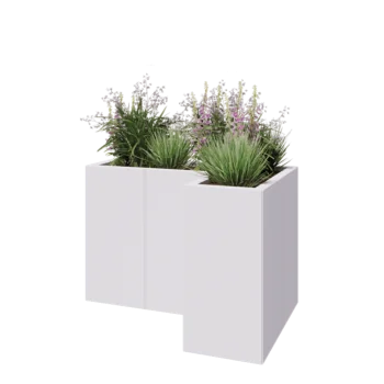 Pflanzkübel aus Stahl - L-Form - 90 x 60 x 60 cm - RAL9010 matte (weiß) - Ohne Bodenplatte