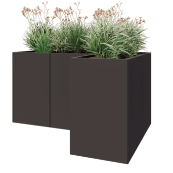 Pflanzkübel aus Stahl - L-Form - 150 x 100 x 80 cm - RAL7016 matte (anthrazitgrau) - Ohne Bodenplatte