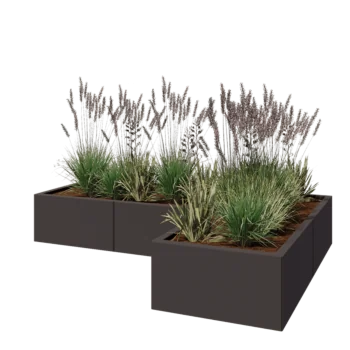 Pflanzkübel aus Stahl - L-Form - 180 x 120 x 30 cm - Andere RAL farbe - Ohne Bodenplatte