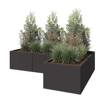 Pflanzkübel aus Stahl - L-Form - 180 x 120 x 40 cm - Andere RAL farbe - Ohne Bodenplatte