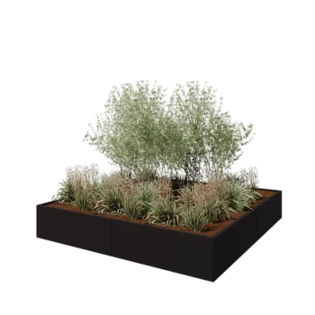 Hochbeet XXL aus Stahl - Viereckig - 240 x 240 x 40 cm - RAL9005 matte (schwarz) - Ohne Bodenplatte