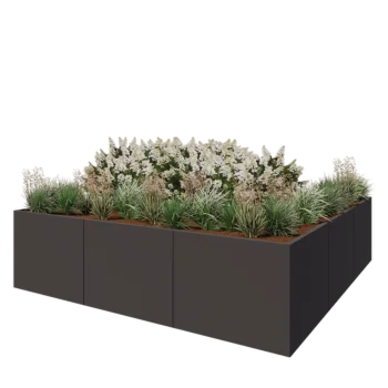 Hochbeet XXL aus Stahl - Viereckig - 300 x 300 x 80 cm - RAL7016 matte (anthrazitgrau) - Ohne Bodenplatte