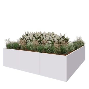 Hochbeet XXL aus Stahl - Viereckig - 300 x 300 x 80 cm - RAL9010 matte (weiß) - Ohne Bodenplatte