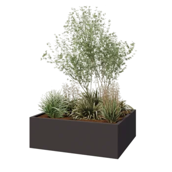 Pflanzkübel aus Stahl - Rechteckig - 120 x 100 x 40 cm - Andere RAL farbe - Mit Bodenplatte