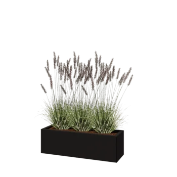 Pflanzkübel aus Stahl - Rechteckig - 100 x 30 x 30 cm - RAL9005 matte (schwarz) - Mit Bodenplatte