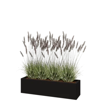 Pflanzkübel aus Stahl - Rechteckig - 120 x 30 x 30 cm - RAL9005 matte (schwarz) - Ohne Bodenplatte