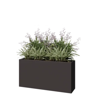 Pflanzkübel aus Stahl - Rechteckig - 120 x 30 x 60 cm - RAL7016 matte (anthrazitgrau) - Mit Bodenplatte