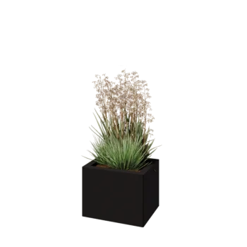 Pflanzkübel aus Stahl - Rechteckig - 40 x 30 x 30 cm - RAL9005 matte (schwarz) - Mit Bodenplatte