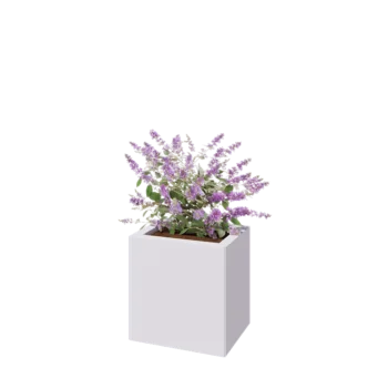 Pflanzkübel aus Stahl - Rechteckig - 40 x 30 x 40 cm - RAL9010 matte (weiß) - Mit Bodenplatte