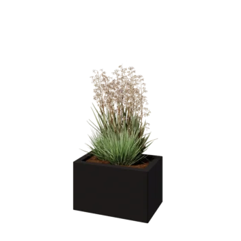 Pflanzkübel aus Stahl - Rechteckig - 50 x 30 x 30 cm - RAL9005 matte (schwarz) - Ohne Bodenplatte