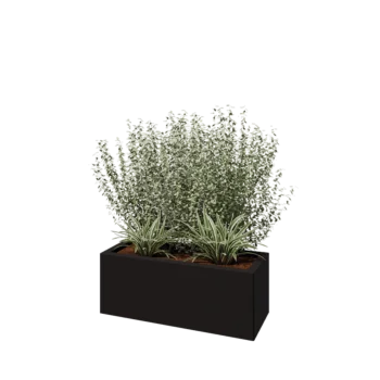 Pflanzkübel aus Stahl - Rechteckig - 80 x 30 x 30 cm - RAL9005 matte (schwarz) - Mit Bodenplatte