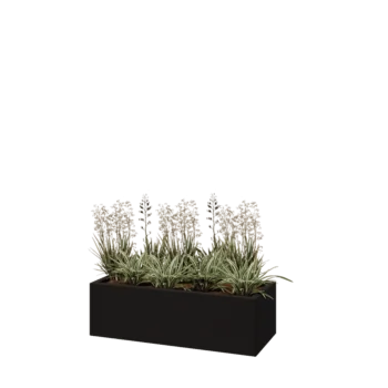 Pflanzkübel aus Stahl - Rechteckig - 100 x 40 x 30 cm - RAL9005 matte (schwarz) - Ohne Bodenplatte