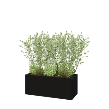 Pflanzkübel aus Stahl - Rechteckig - 100 x 40 x 40 cm - RAL9005 matte (schwarz) - Mit Bodenplatte