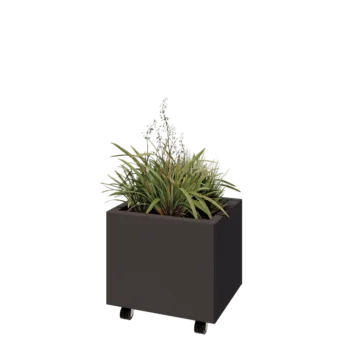 Pflanzkübel aus Stahl - Rechteckig - 50 x 40 x 40 cm - RAL7016 matte (anthrazitgrau) - Mit Bodenplatte - Mit Rollen