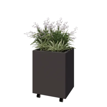 Pflanzkübel aus Stahl - Rechteckig - 50 x 40 x 60 cm - Andere RAL farbe - Mit Bodenplatte - Mit Rollen