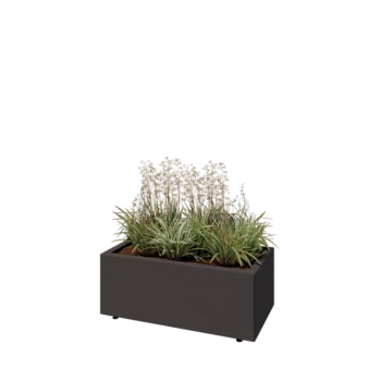 Pflanzkübel aus Stahl - Rechteckig - 80 x 40 x 30 cm - Andere RAL farbe - Mit Bodenplatte - Mit Füßen