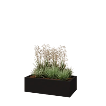 Pflanzkübel aus Stahl - Rechteckig - 100 x 50 x 30 cm - RAL9005 matte (schwarz) - Ohne Bodenplatte