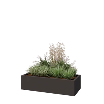 Pflanzkübel aus Stahl - Rechteckig - 120 x 50 x 30 cm - RAL7016 matte (anthrazitgrau) - Mit Bodenplatte