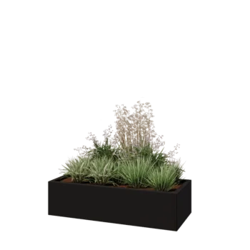 Pflanzkübel aus Stahl - Rechteckig - 120 x 50 x 30 cm - RAL9005 matte (schwarz) - Ohne Bodenplatte