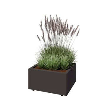 Pflanzkübel aus Stahl - Rechteckig - 60 x 50 x 30 cm - Andere RAL farbe - Mit Bodenplatte - Mit Füßen