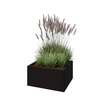 Pflanzkübel aus Stahl - Rechteckig - 60 x 50 x 30 cm - RAL9005 matte (schwarz) - Ohne Bodenplatte