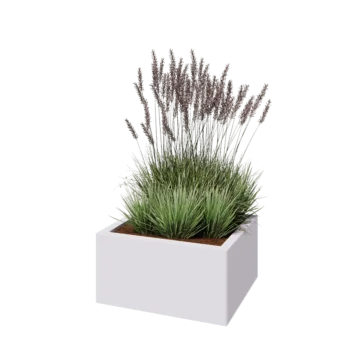 Pflanzkübel aus Stahl - Rechteckig - 60 x 50 x 30 cm - RAL9010 matte (weiß) - Ohne Bodenplatte