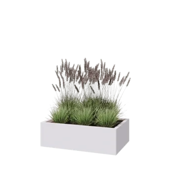 Pflanzkübel aus Stahl - Rechteckig - 100 x 60 x 30 cm - RAL9010 matte (weiß) - Mit Bodenplatte