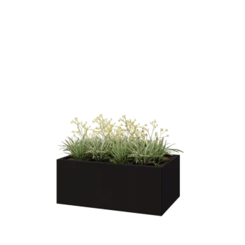 Pflanzkübel aus Stahl - Rechteckig - 100 x 60 x 40 cm - RAL9005 matte (schwarz) - Ohne Bodenplatte